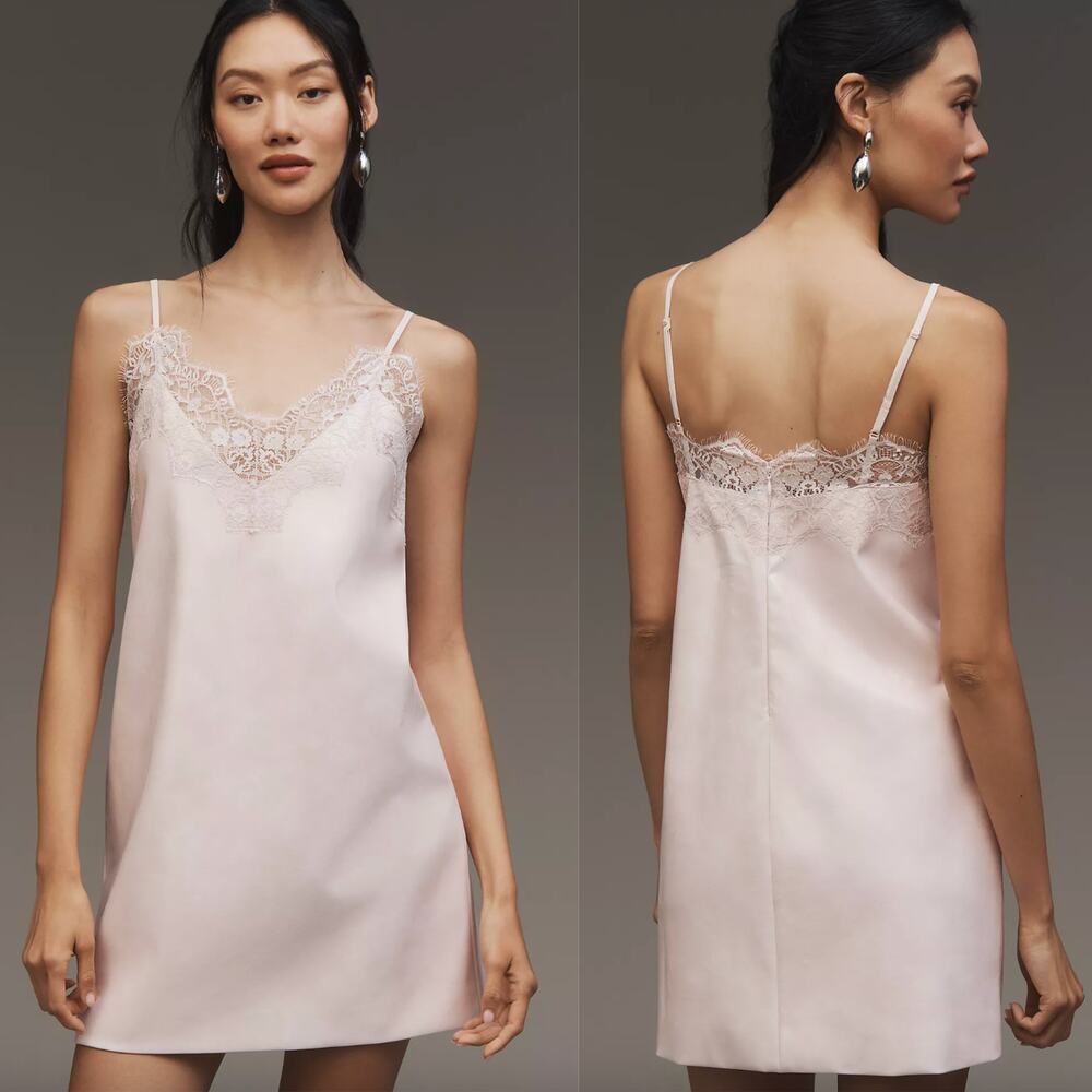 Mare Mare M Faux Leather Lace Slip Dress | Blush Pink NWT Sold Out